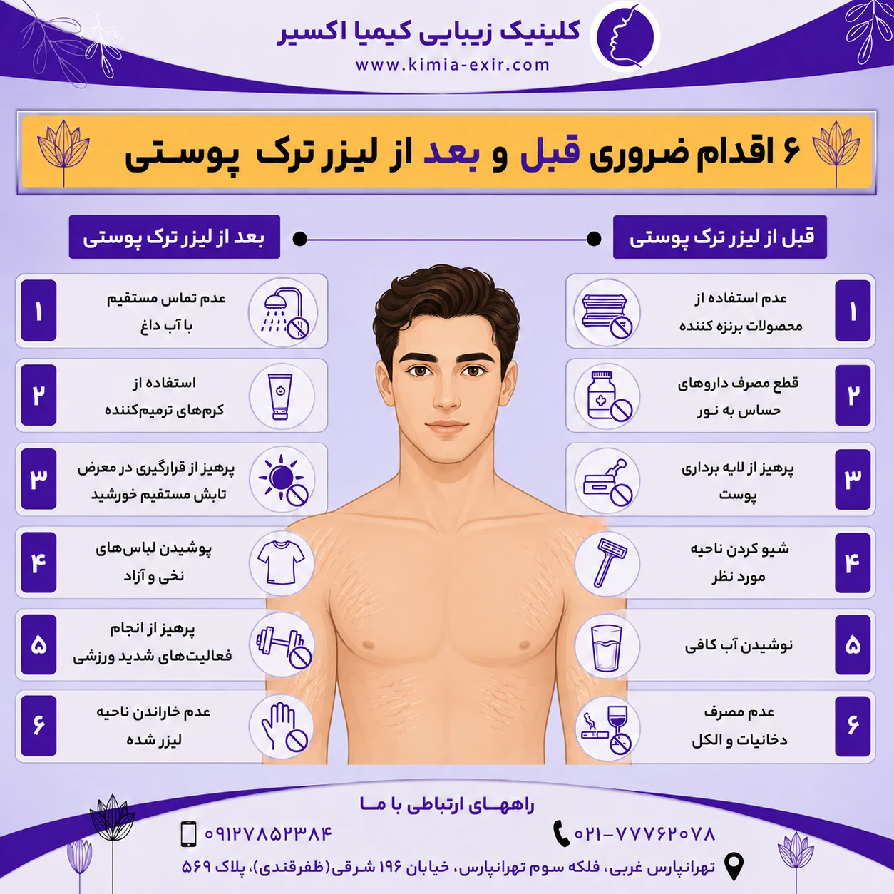اقدامات ضروری قبل و بعد از لیزر ترک پوستی چیست؟